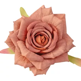 Cap de trandafir din mătase, 9cm - Maro