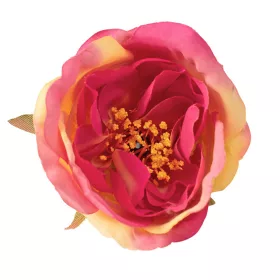 Cap de bujor din mătase, 7cm - Galben / Roz