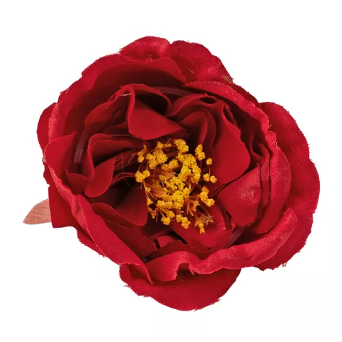 Cap de bujor din mătase, 7cm - Bordeaux