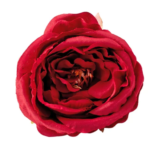 Cap de bujor din mătase, 7cm - Bordeaux