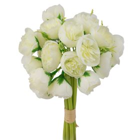   Buchet Buttercup din flori de mătase, 24 capete, 28cm înălțime - Alb