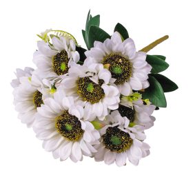   Buchet de flori din mătase Floarea-soarelui, 9 capete, 40cm înălțime, diametru cap de floare: 8cm - Alb