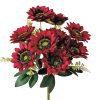 Buchet de flori din mătase Floarea-soarelui, 9 capete, 40cm înălțime, diametru cap de floare: 8cm - Vișiniu
