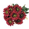 Buchet de flori din mătase Floarea-soarelui, 9 capete, 40cm înălțime, diametru cap de floare: 8cm - Vișiniu