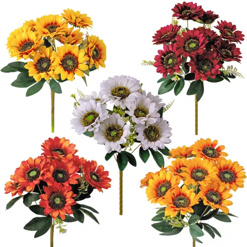 Buchet de flori din mătase Floarea-soarelui, 40cm înălțime - Mix 40 buc.