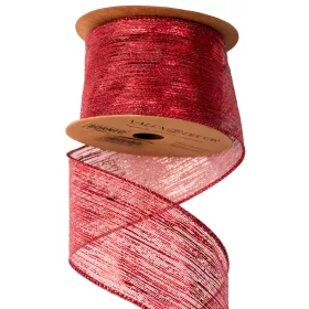   Panglică din țesătură Borneo metalică cu margine sârmă 64mm x 9.1m - Roșu