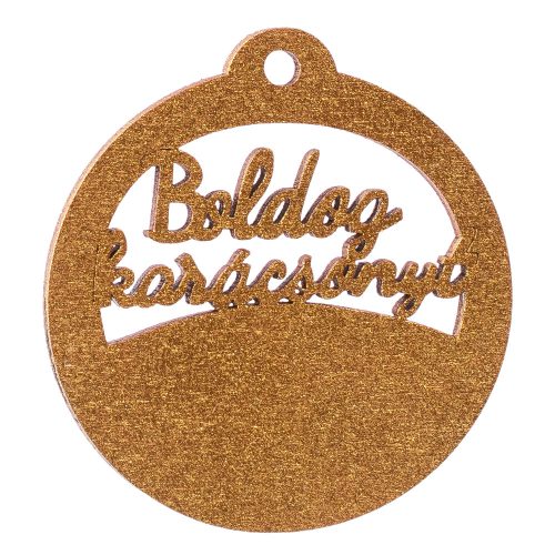 4 buc. glob din lemn pictat pe 2 fețe cu inscripția "Boldog Karácsonyt" 7cm - Auriu