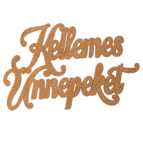3 buc. inscripție de Crăciun din lemn "Kellemes Ünnepeket" 10 x 6cm - Auriu