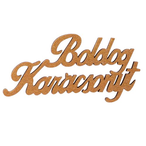 4 buc. inscripție din lemn "Boldog Karácsonyt" 10 x 5cm - Auriu