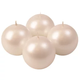 Set lumânări glob advent 8cm - Alb sidefat metalizat  