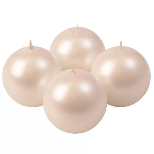 Set lumânări glob advent 8cm - Alb sidefat metalizat  