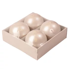 Set lumânări glob advent 8cm - Alb sidefat metalizat  