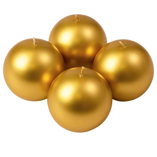 Set lumânări glob advent 8cm - Auriu metalizat  