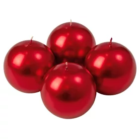 Set lumânări glob advent 8cm - Roșu metalizat  