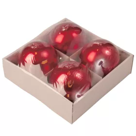 Set lumânări glob advent 8cm - Roșu metalizat  