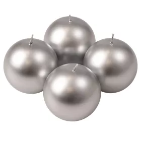 Set lumânări glob advent 8cm - Argintiu metalizat  