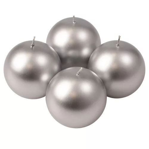 Set lumânări glob advent 8cm - Argintiu metalizat  