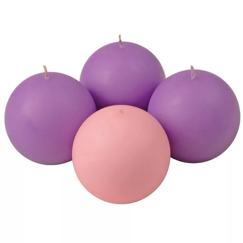 Set lumânări glob advent 8cm - 3 mov mat 1 roz mat  