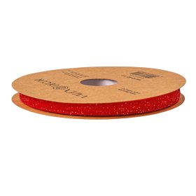 Panglică catifea strălucitoare 10mm x 10m - Roșu