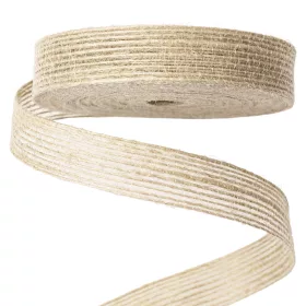 Panglică iută natur cu fir de nailon 15mm x 10m