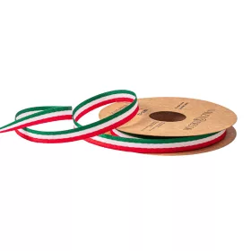   Panglică satin în culorile naționale maghiare, colorată în masă, dublu-față - 10mm x 10m