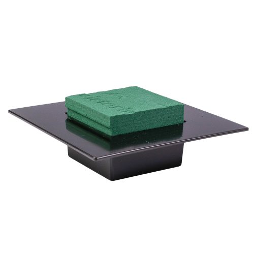 Ikebana pătrat cu burete floral umed 9x9cm în bol negru 19x19cm  