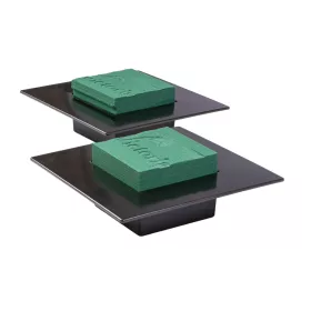   Ikebana pătrat, cu burete floral umed 9x9cm, în vas negru 19x19cm