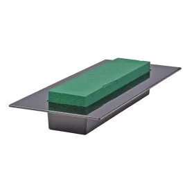   Ikebana dreptunghi, cu burete floral umed 29x7cm, în vas negru 39x17cm