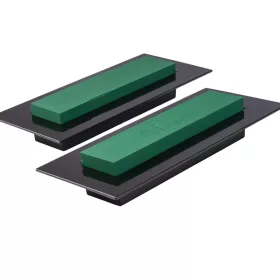   Ikebana dreptunghi, cu burete floral umed 29x7cm, în vas negru 39x17cm