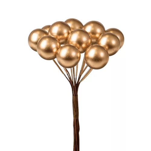 Decor pick cu bobițe, 12 fire, 10cm înălțime - Auriu