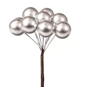  Decor pick cu bobițe ⌀ 1.9cm, 12 fire, 11cm înălțime - Argintiu