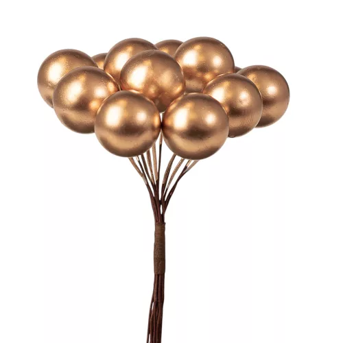 Decor pick cu bobițe ⌀ 1.9cm, 12 fire, 11cm înălțime - Auriu