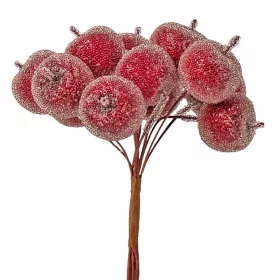   Decor pick cu mere mini zaharisite ⌀ 2.2cm, 12 fire, 10cm înălțime - Roșu
