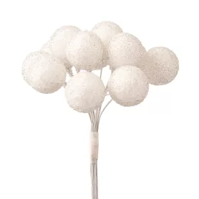   Decor pick cu perle ⌀ 2.2cm, 12 fire, 10cm înălțime - Alb
