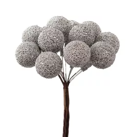   Decor pick cu perle ⌀ 2.2cm, 12 fire, 10cm înălțime - Argintiu