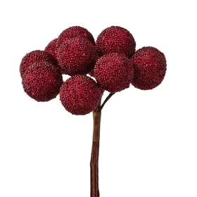   Decor pick cu perle ⌀ 2.2cm, 12 fire, 10cm înălțime - Bordo