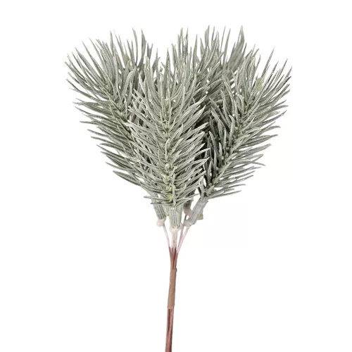 Decor buchet cu ramuri de brad, 6 fire, 17cm înălțime - Verde