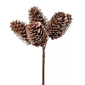   Decor buchet cu conuri ninse, 6 fire, 21cm înălțime - Maro