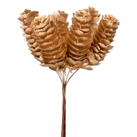   Decor buchet cu conuri ⌀ 2.5cm, 6 fire, 14cm înălțime - Auriu