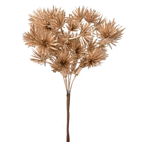 Decor buchet cu scaiete ⌀ 2cm, 6 fire, 14cm înălțime - Auriu