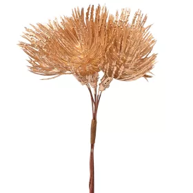   Decor buchet cu flori țepoase ⌀ 3.5cm, 6 fire, 14cm înălțime - Auriu