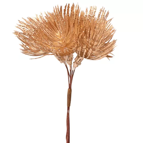 Decor buchet cu flori țepoase ⌀ 3.5cm, 6 fire, 14cm înălțime - Auriu