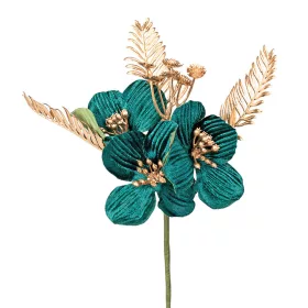 Decor pick cu flori aurii și verzi, 20cm înălțime