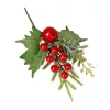 Decor pick cu bobițe roșii, frunze și crenguțe de brad, 21cm înălțime