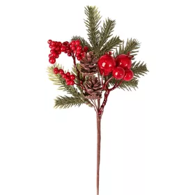   Decor pick cu bobițe roșii, crenguțe de brad și conuri, 24cm înălțime