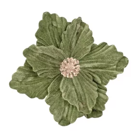  Decor pick catifea cu floare de Crăciun, 15cm înălțime - Verde