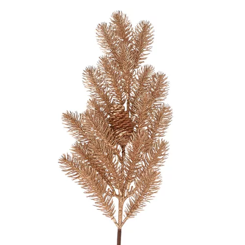 Ramură aurie de brad cu con, 65cm înălțime