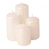 Set lumânări cilindru advent scară, Ø50 x 70/80/100/120mm - Perlat metalizat alb