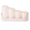 Set lumânări cilindru advent scară, Ø50 x 70/80/100/120mm - Perlat metalizat alb