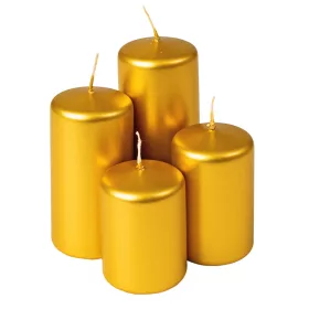   Set lumânări cilindru advent scară, Ø50 x 70/80/100/120mm - Auriu metalizat